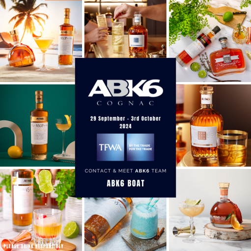 ABK6 Cognac sera présent sur les prochains salons internationaux : Tax Free World Association Exhibition et Bar Convent Berlin 2024.